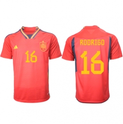 Spain Rodri Hernandez #16 Home Stadium Replica Jersey World Cup 2022 Short Sleeves