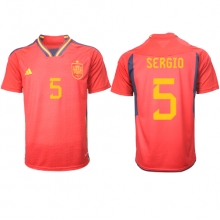 Spain Sergio Busquets #5 Home Stadium Replica Jersey World Cup 2022 Short Sleeves