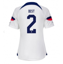 United States Sergino Dest #2 Home Stadium Replica Jersey Women World Cup 2022 Short Sleeves