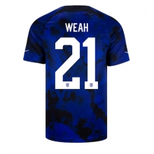 United States Timothy Weah #21 Away Stadium Replica Jersey World Cup 2022 Short Sleeves