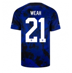 United States Timothy Weah #21 Away Stadium Replica Jersey World Cup 2022 Short Sleeves