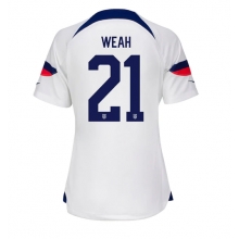 United States Timothy Weah #21 Home Stadium Replica Jersey Women World Cup 2022 Short Sleeves