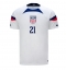 United States Timothy Weah #21 Home Stadium Replica Jersey World Cup 2022 Short Sleeves