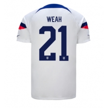 United States Timothy Weah #21 Home Stadium Replica Jersey World Cup 2022 Short Sleeves