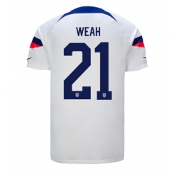 United States Timothy Weah #21 Home Stadium Replica Jersey World Cup 2022 Short Sleeves