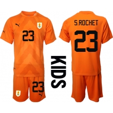 Uruguay Sergio Rochet #23 Goalkeeper Away Stadium Replica Jersey Kids World Cup 2022 Short Sleeves (+ pants)