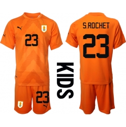 Uruguay Sergio Rochet #23 Goalkeeper Away Stadium Replica Jersey Kids World Cup 2022 Short Sleeves (+ pants)