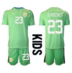 Uruguay Sergio Rochet #23 Goalkeeper Home Stadium Replica Jersey Kids World Cup 2022 Short Sleeves (+ pants)